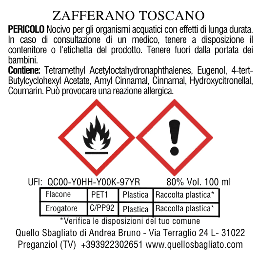 Zafferano Toscano - Fragranza spray - Quello Sbagliato Shop