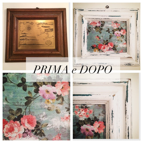 Riciclo creativo: realizzare una cornice shabby chic a due colori.