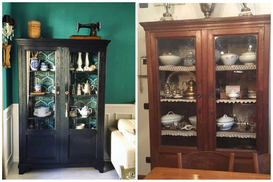 Il restyling di una vecchia credenza con la carta da parati