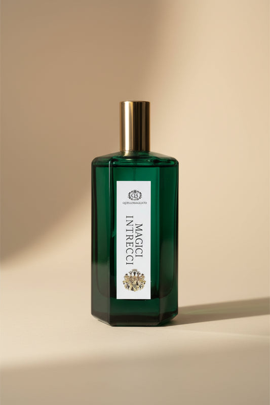 Spray ambiente Magici Intrecci bottiglia vetro verde artigianale italiano Quello Sbagliato