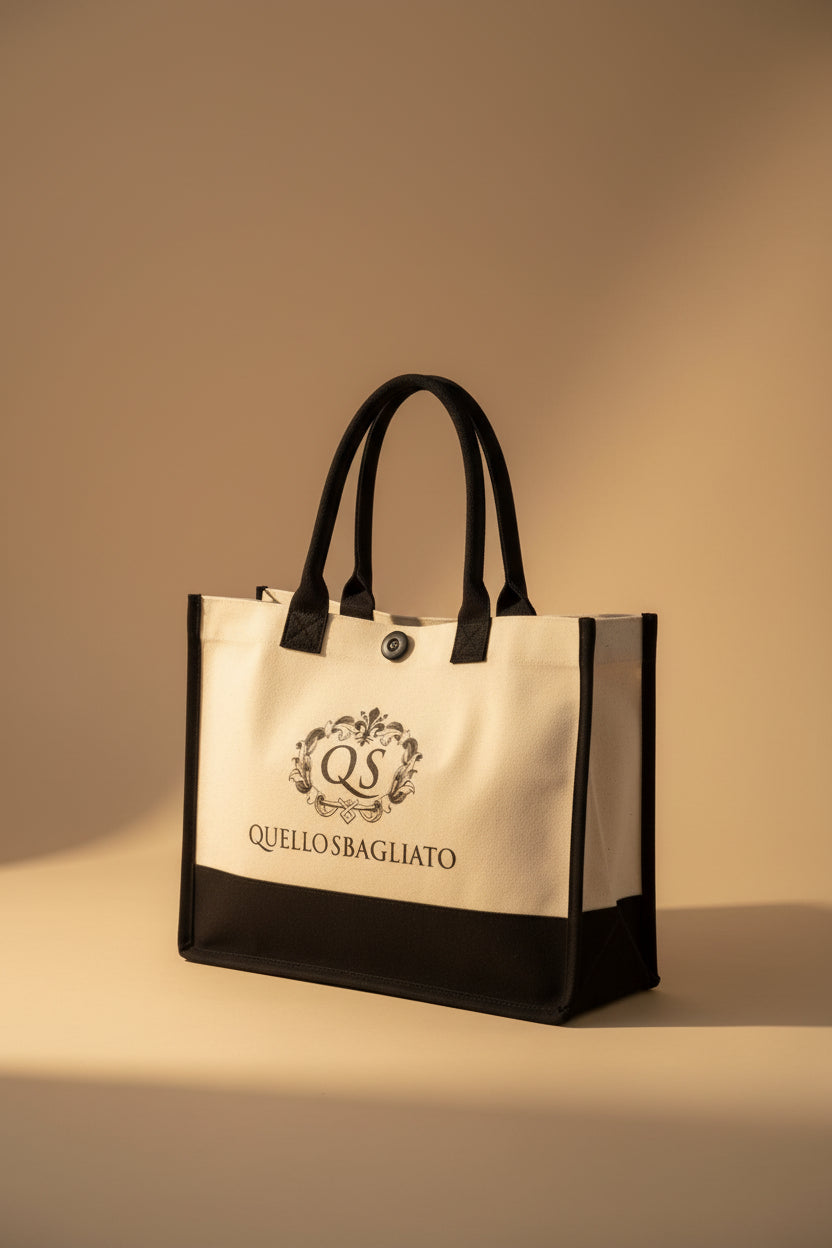 Borsa mare in canvas di cotone con pochette Quello Sbagliato capiente e versatile