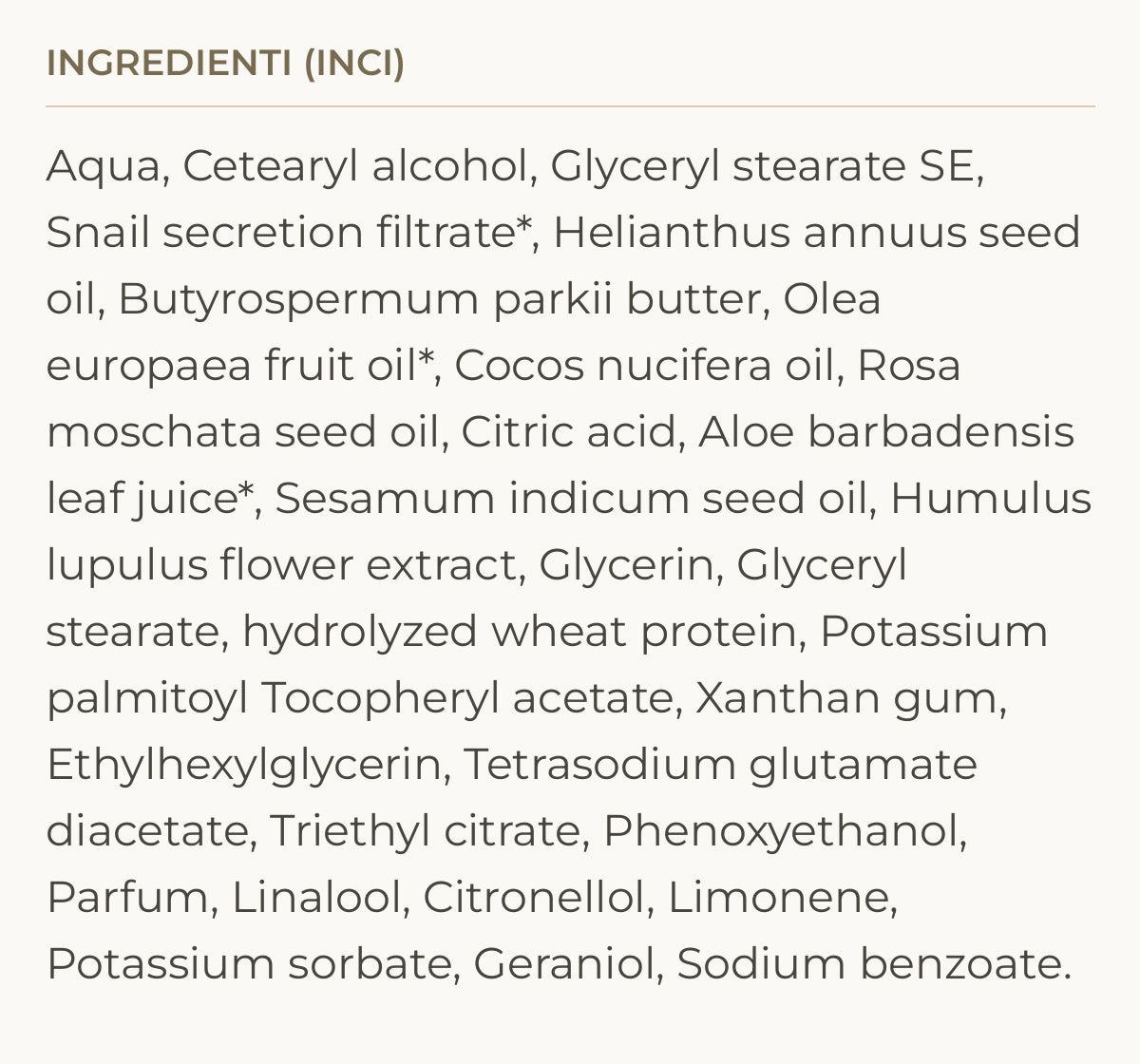 Ingredienti (INCI) di Bright Glow Cream – Crema Viso Illuminante Rosa Mosqueta