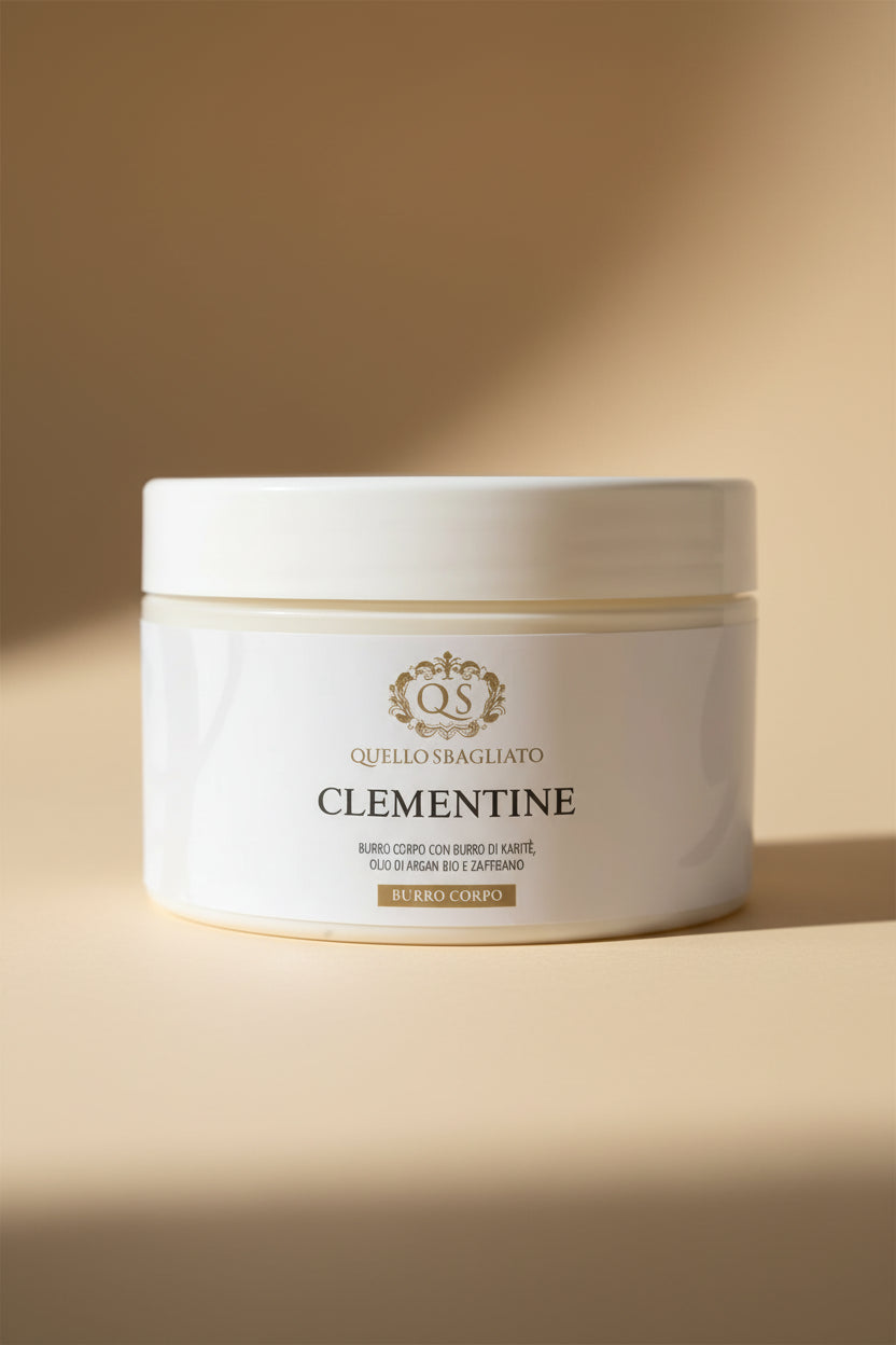 Clementine burro corpo nutriente karité argan biologico mandarino sale rapido assorbimento