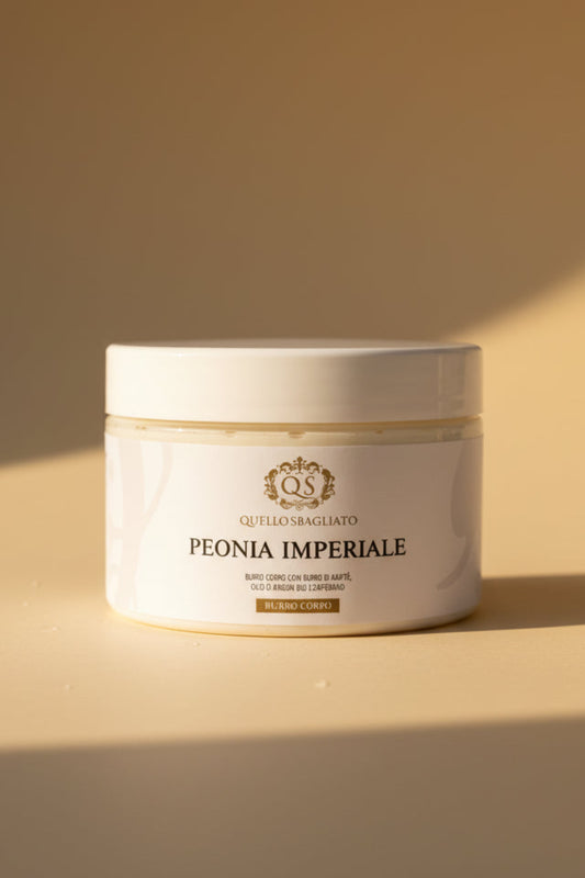 Peonia Imperiale burro corpo nutriente karité argan biologico profumo floreale rapido assorbimento