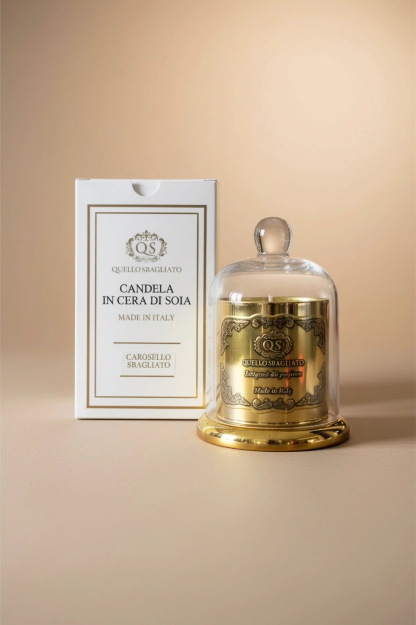Candela profumata campana oro carosello sbagliato con scatola Made in Italy