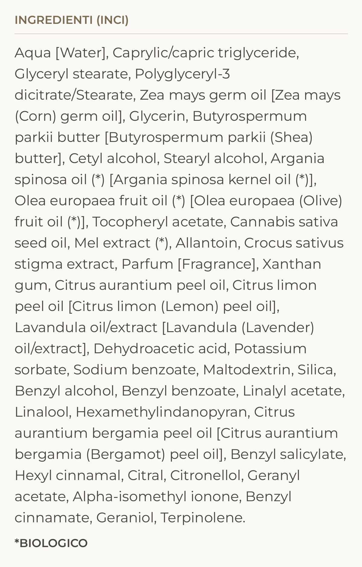 Ingredienti (INCI) di Clementine – Burro Corpo Nutriente Mandarino e Sale