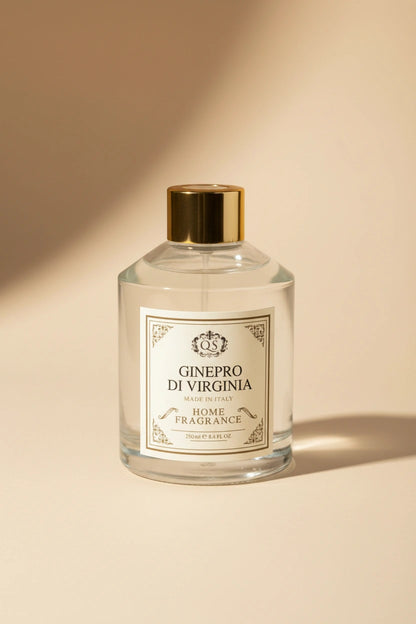 Diffusore bastoncini Ginepro di Virginia 250ml vetro capsula dorata artigianale italiano Quello Sbagliato