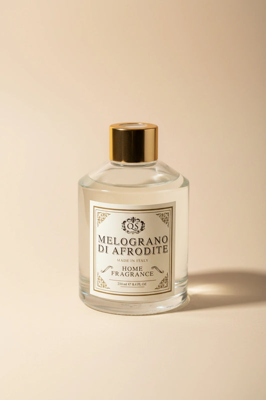 Diffusore bastoncini Melograno di Afrodite 250ml vetro capsula dorata artigianale italiano Quello Sbagliato