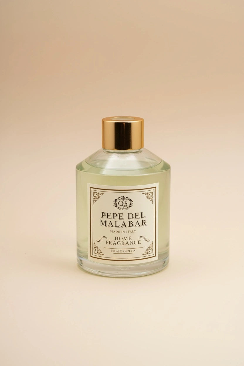 Diffusore bastoncini Pepe del Malabar 250ml vetro capsula dorata artigianale italiano Quello Sbagliato