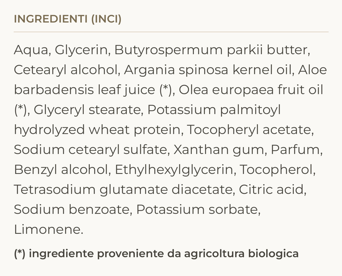 Ingredienti (INCI) di Hug Me Body Cream – Crema Corpo Nutriente Olio Argan Bio