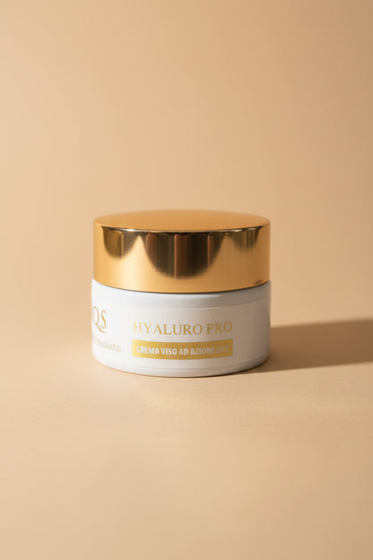 Hyaluro Pro crema viso effetto lifting acido ialuronico triplo peso molecolare made in Italy