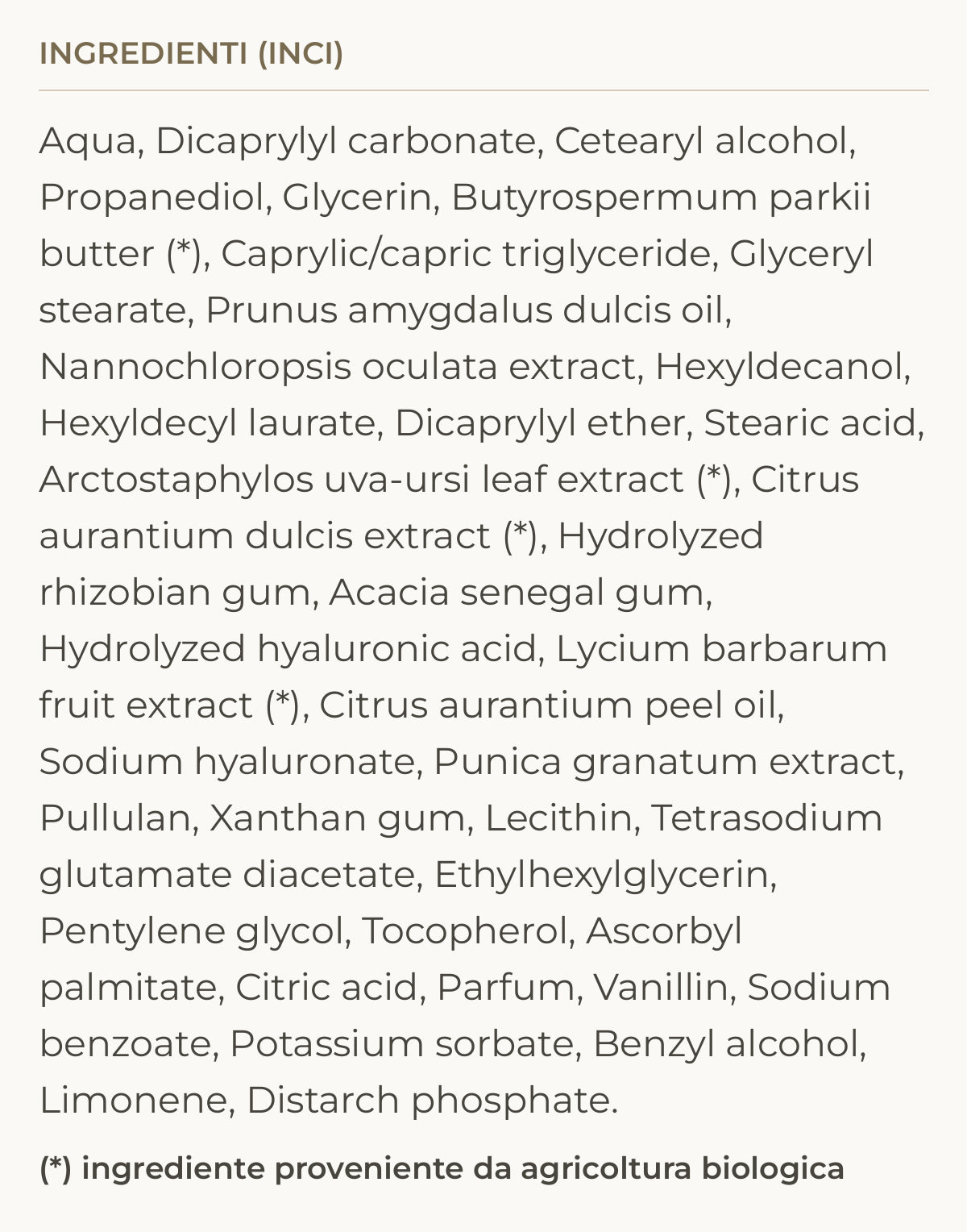 Ingredienti (INCI) di Hyaluro Pro – Crema Viso Effetto Lifting Acido Ialuronico