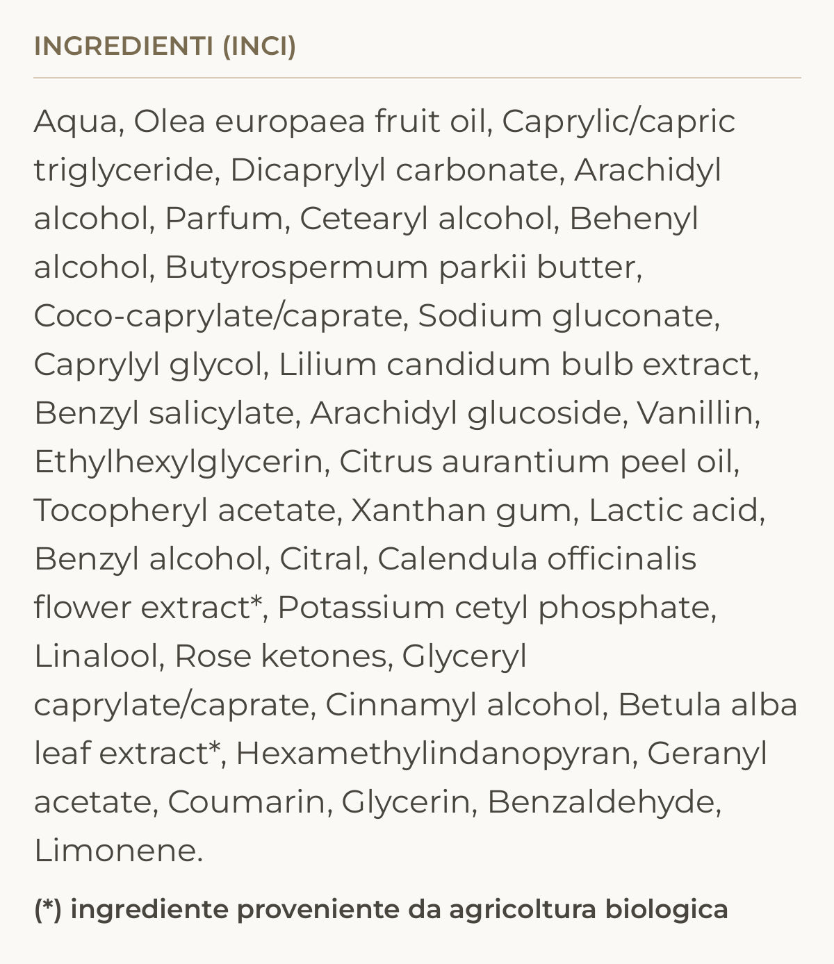 Ingredienti (INCI) di Island Glow - Crema Corpo