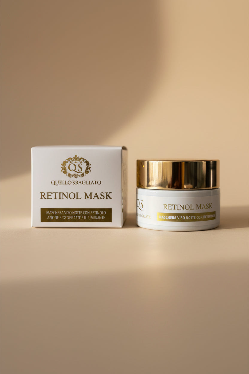 Maschera viso notte retinolo curcuma acido ialuronico rinnovamento cellulare made in Italy