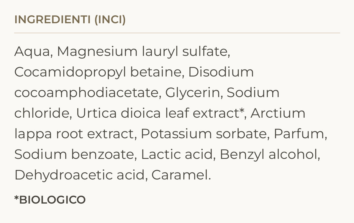 Ingredienti (INCI) di Oil Balance Shampoo – Shampoo Purificante Cute Grassa