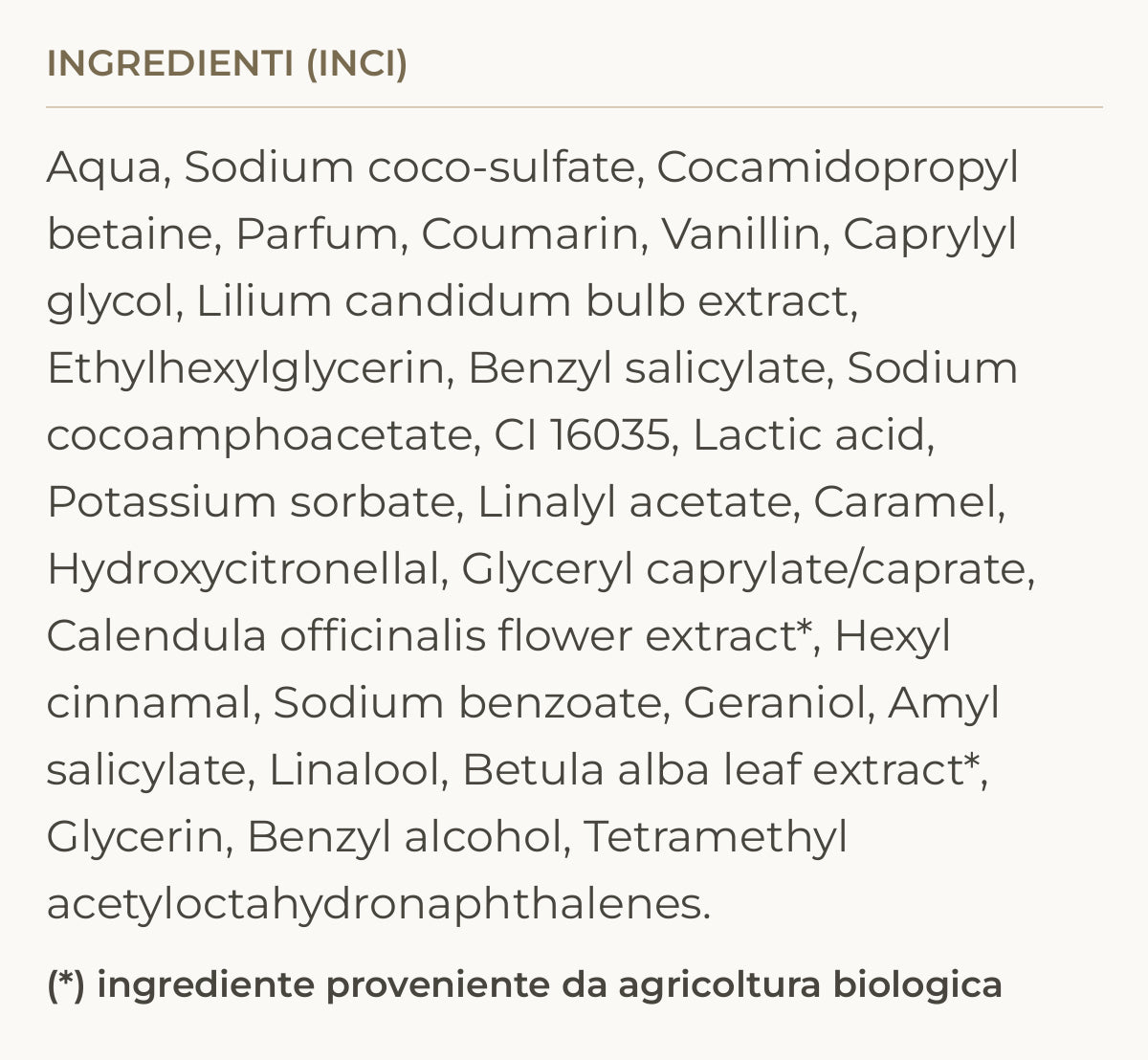 Ingredienti (INCI) di Peach Blush – Bagnodoccia Delicato