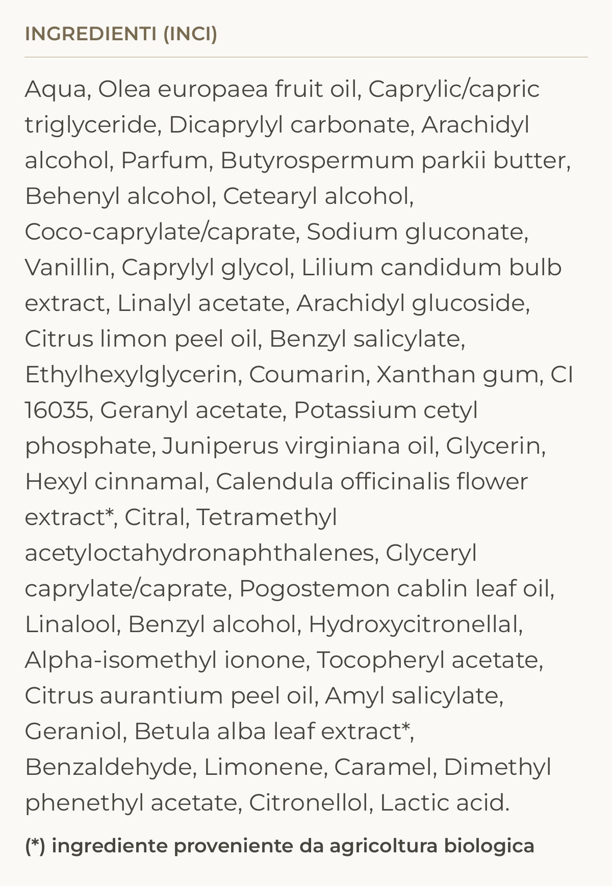 Ingredienti (INCI) di Peach Blush - Crema Corpo