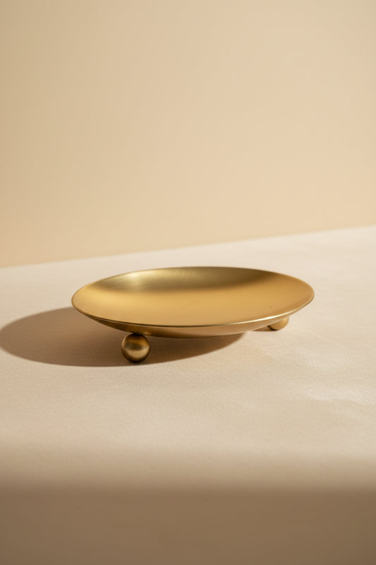 Piattino portacandela oro elegante 11cm con piedini