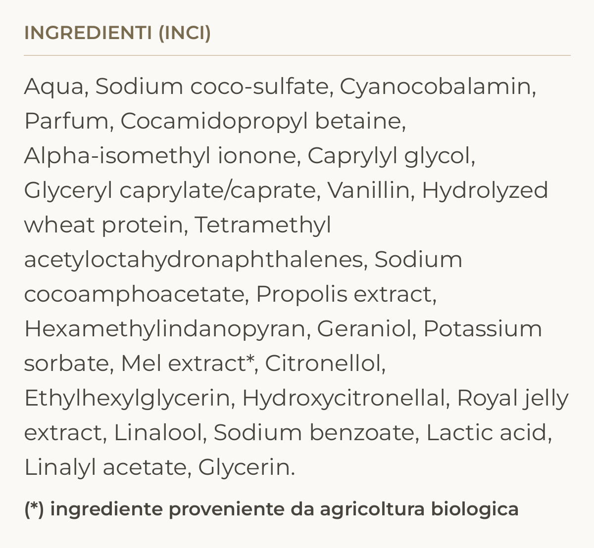 Ingredienti (INCI) di Pink Peony – Bagnodoccia Delicato Peonia e Rosa di Maggio