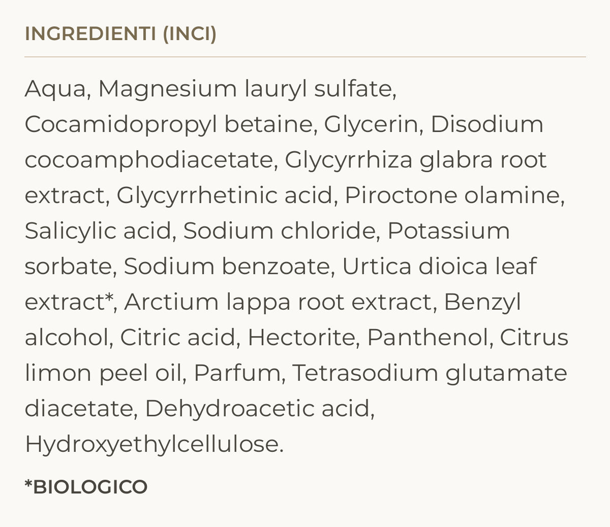 Ingredienti (INCI) di Pure Scalp Shampoo – Shampoo Antiforfora e Lenitivo
