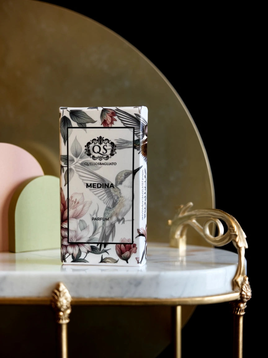 Scatola profumo di nicchia artigianale Medina ambrato orientale Made in Italy