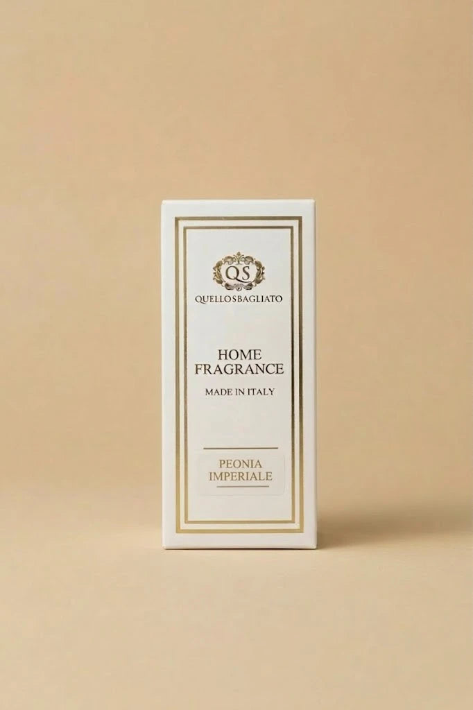 dettaglio scatola spray profumo casa artigianale peonia imperiale Quello Sbagliato
