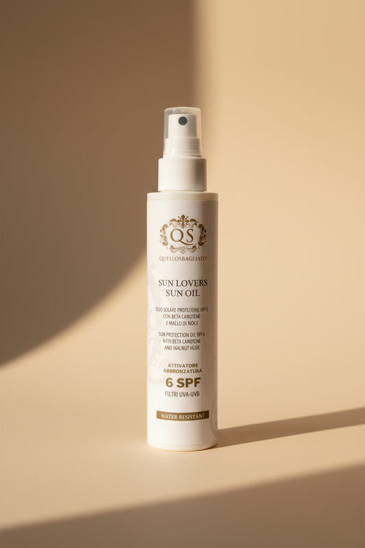 Olio abbronzante SPF 6 texture oleosa finish wet-look luminoso abbronzatura