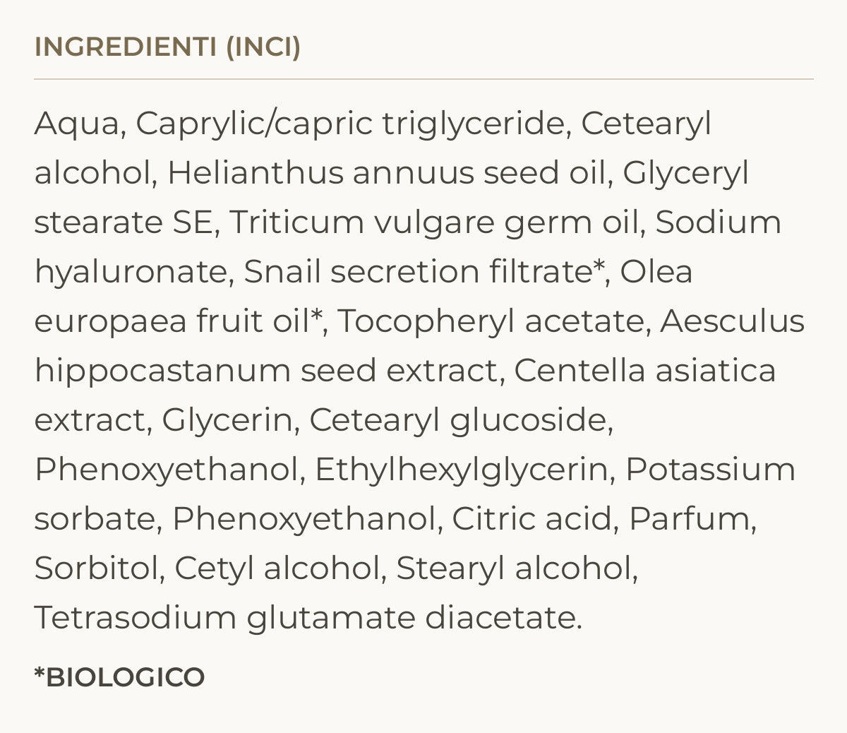 Ingredienti (INCI) di Ultra Lift Eye Cream – Contorno Occhi Lift Anti-Age