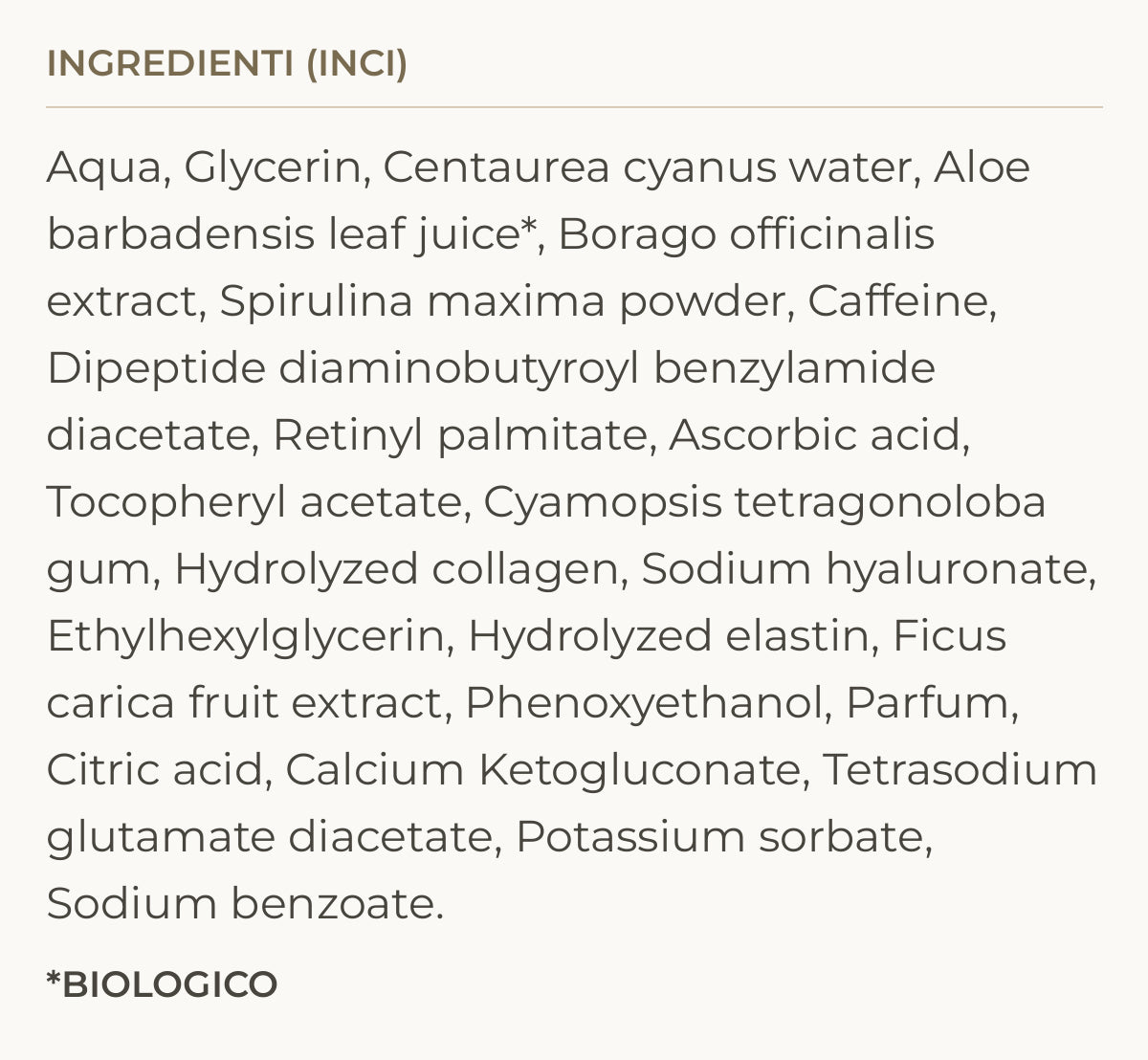 Ingredienti (INCI) di Ultra Lift Mask – Maschera Viso Monouso Effetto Lift e Anti-Rughe