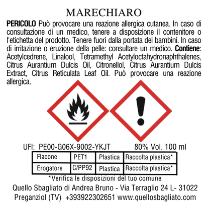 Flacone spray trasparente fragranza Marechiaro ozonica marina artigianale